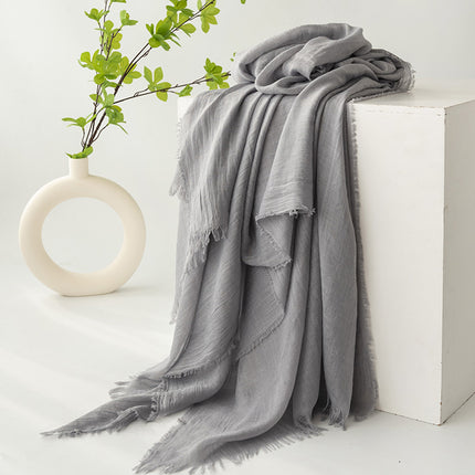 Grey Cotton and linen scarves - Elegant, solid-color, lightweight shawls, soft and comfortable, suitable for pairing with various outfits..