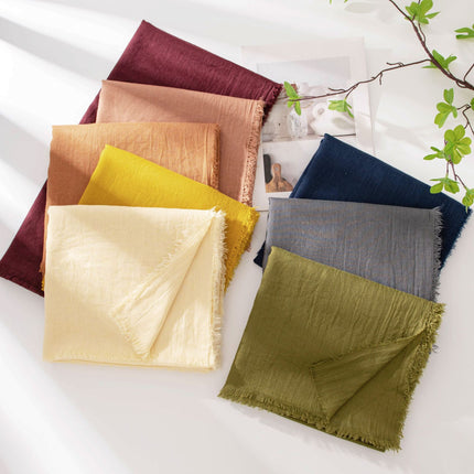 Grey Cotton and linen scarves - Elegant, solid-color, lightweight shawls, soft and comfortable, suitable for pairing with various outfits..