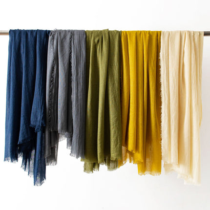Dark Green Cotton and linen scarves - Elegant, solid-color, lightweight shawls, soft and comfortable, suitable for pairing with various outfits..