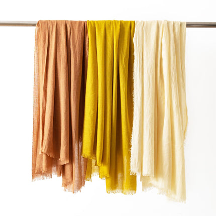 Dark Yellow Cotton and linen scarves - Elegant, solid-color, lightweight shawls, soft and comfortable, suitable for pairing with various outfits..