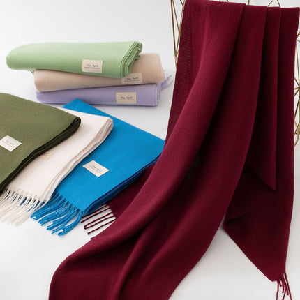 Oatmeal Autumn & Winter Korean-Style Women's Cashmere-Like Scarf – Solid Color, Warm, Versatile Wrap.