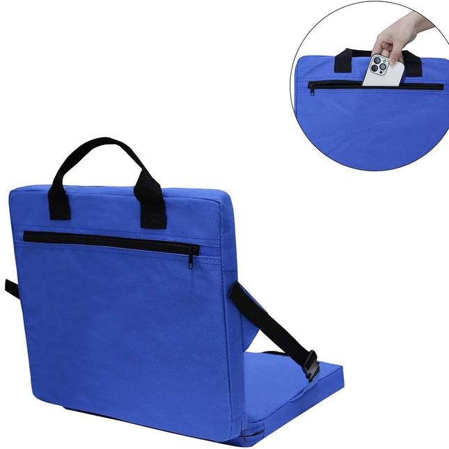 Blue Portable Foldable Outdoor Seat – Multi-Functional Stadium & Boat Chair with Carry Handle.