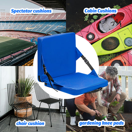 Blue Portable Foldable Outdoor Seat – Multi-Functional Stadium & Boat Chair with Carry Handle.