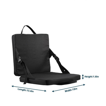 Black Portable Foldable Outdoor Seat – Multi-Functional Stadium & Boat Chair with Carry Handle.
