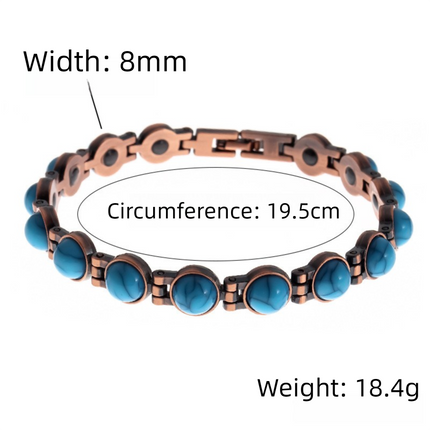 Vintage-Inspired Women's Copper-Tone Magnetic Bracelet – Turquoise Accent Magnetic Bangle.