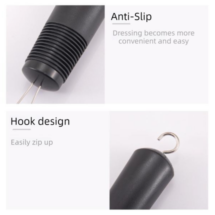 Grey Dressing Aid Tool – Button & Zipper Assistant for Elderly and People with Limited Mobility.