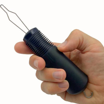 Grey Dressing Aid Tool – Button & Zipper Assistant for Elderly and People with Limited Mobility.