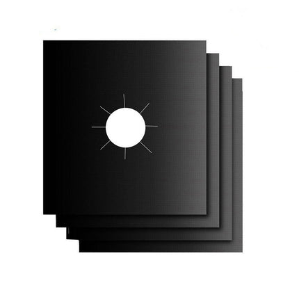 10 Pcs Black Heat-Resistant Gas Stove Mat – Non-Stick Teflon Coated Fiberglass Protector for Cooktops (270mm × 270mm).