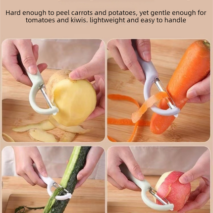 2 Pcs Grey Multi-Functional Vegetable & Fruit Peeler – Stainless Steel Blade with Ergonomic PP Handle (60g).