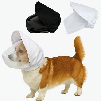 Size M Black Mesh Net Hood for Dogs – Protective Face Cover Against Insects, Debris, and Oral Ingestion.