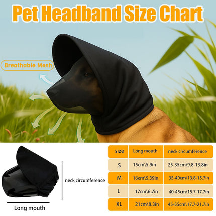 Size XL White Mesh Net Hood for Dogs – Protective Face Cover Against Insects, Debris, and Oral Ingestion.