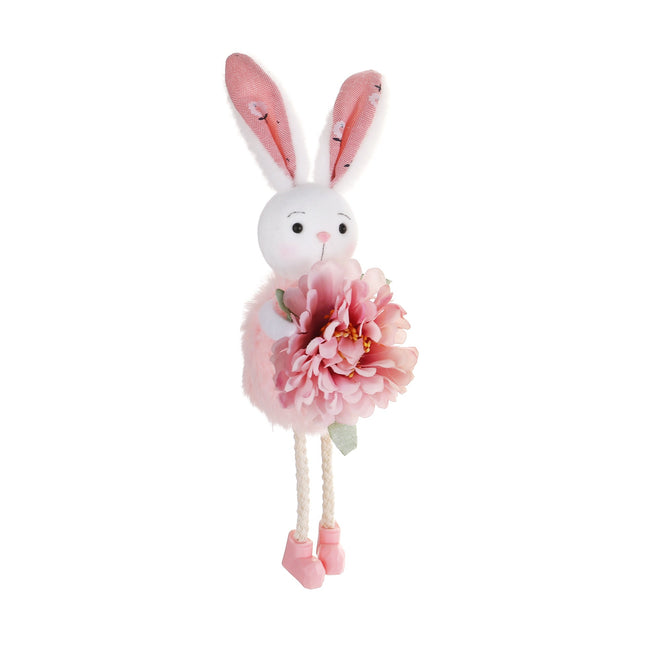 Pink Easter Bunny Flower Hanging Decoration for Home, Garden or Party Scene.