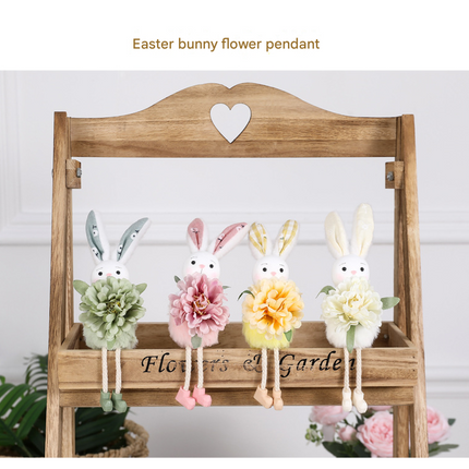 Yellow Easter Bunny Flower Hanging Decoration for Home, Garden or Party Scene.