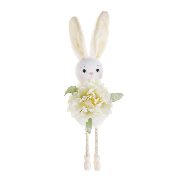 White Easter Bunny Flower Hanging Decoration for Home, Garden or Party Scene.