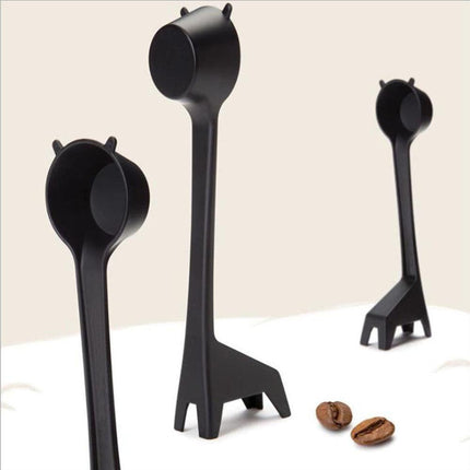 Giraffe-Shaped Coffee Scoop Set of 10 in Black ABS Plastic for Precise Coffee Grounds Measurement.