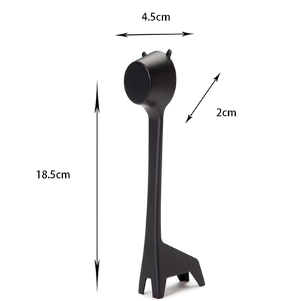 Giraffe-Shaped Coffee Scoop Set of 10 in Black ABS Plastic for Precise Coffee Grounds Measurement.