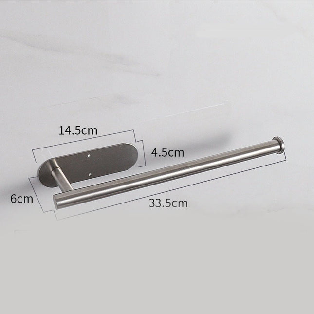 Silver Stainless Steel Kitchen Paper Holder with Adhesive Mounting – Under Cabinet Tissue Roll Rack for Paper Towels, Toilet Paper or Plastic Wrap.