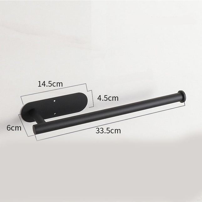 Black Stainless Steel Kitchen Paper Holder with Adhesive Mounting – Under Cabinet Tissue Roll Rack for Paper Towels, Toilet Paper or Plastic Wrap.