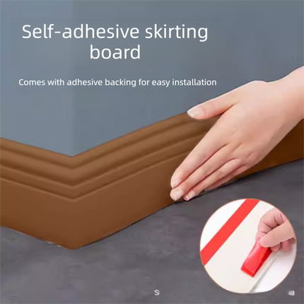 Brown 3-Meter Self-Adhesive Reinforced Skirting Board – 10 cm Wide Wall Decorative Trim for Home Interior.