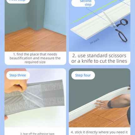 Brown 3-Meter Self-Adhesive Reinforced Skirting Board – 10 cm Wide Wall Decorative Trim for Home Interior.