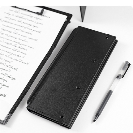 Black Three-Fold Clipboard with Document Holder – PP Material, Compact Design for Medical & Office Use.