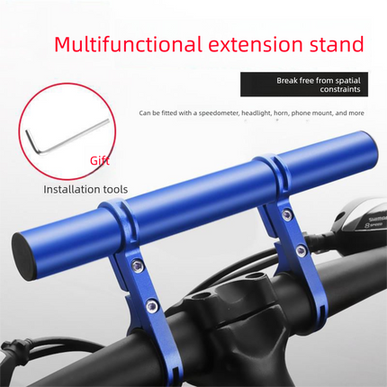 Blue 30cm Aluminum Bicycle Handlebar Extension Bracket – Multi-Functional Mount for Bike Accessories.