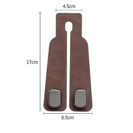 Black 4-Pack Car Seat Back Hooks – Hidden Suede Leather with Metal Hooks for Storage and Phone Stand.