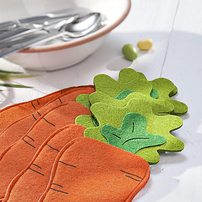 6-Pack Carrot-Shaped Utensil Pouch Set – Easter-Themed Cutlery Case for Kids and Families.