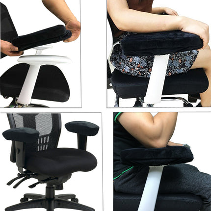 Grey 2-Pack Chair Armrest Pad – Memory Foam Elbow Support Cushion for Office and Home Chairs.