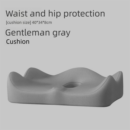 Grey Ergonomic Memory Foam Seat Cushion – Coccyx Relief for Office, Car and Long Sitting.