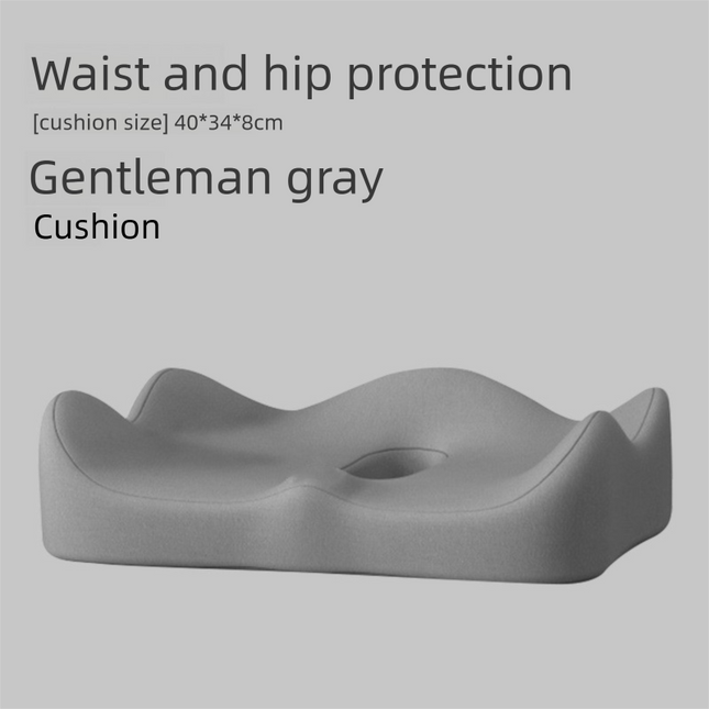 Grey Ergonomic Memory Foam Seat Cushion – Coccyx Relief for Office, Car and Long Sitting.