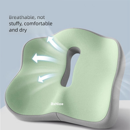 Black Ergonomic Memory Foam Seat Cushion – Coccyx Relief for Office, Car and Long Sitting.