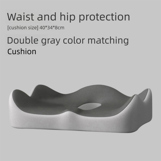 Two-tone grey Ergonomic Memory Foam Seat Cushion – Coccyx Relief for Office, Car and Long Sitting.