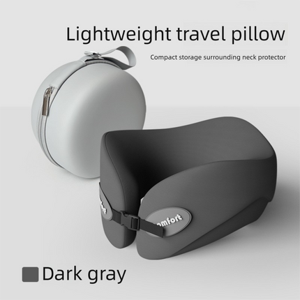 Dark gray Memory Foam U-Shaped Travel Neck Pillow – Ergonomic Support for Airplane, Car, and Office Use.