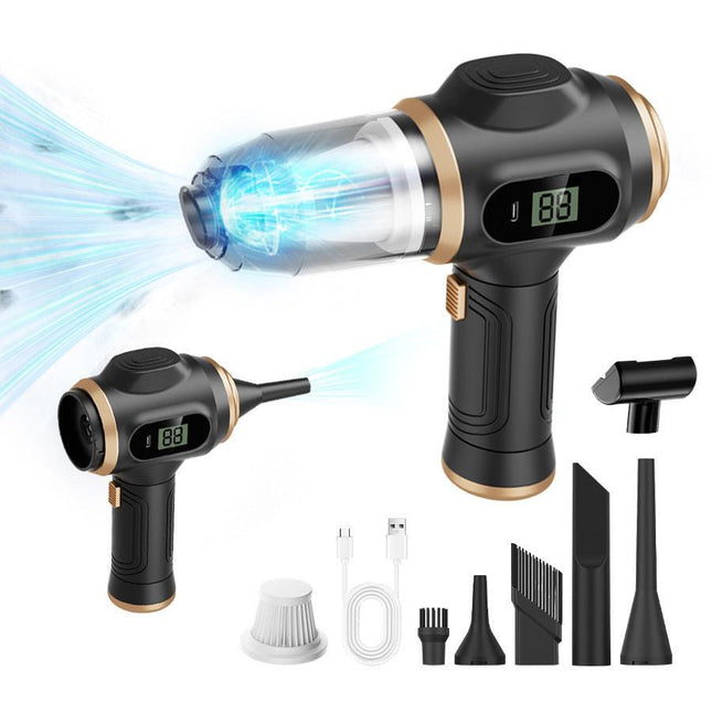 Black Portable Wireless Car Vacuum Cleaner – Powerful Suction for Car and Home Use with Dual-Function Air Blower(2000MHA).