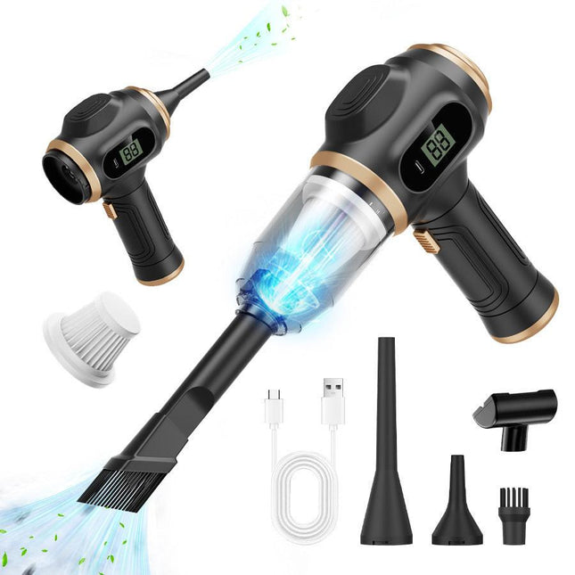 Black Portable Wireless Car Vacuum Cleaner – Powerful Suction for Car and Home Use with Dual-Function Air Blower(1500MHA).