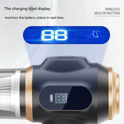 Black Portable Wireless Car Vacuum Cleaner – Powerful Suction for Car and Home Use with Dual-Function Air Blower(1500MHA).