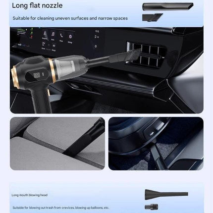 Black Portable Wireless Car Vacuum Cleaner – Powerful Suction for Car and Home Use with Dual-Function Air Blower(1500MHA).