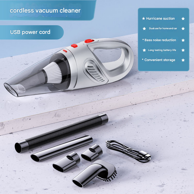Piano lacquer black Portable Cordless Vacuum Cleaner – High-Power Lithium Battery with Strong Suction for Car and Home Use.
