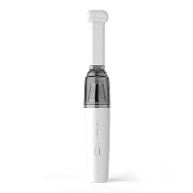 White Portable Wireless Vacuum Cleaner – High-Suction, Dual-Function (Suck & Blow), Type-C Charging, HEPA Filter.