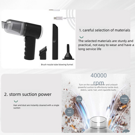 Pink High-Power Cordless Handheld Vacuum Cleaner – Compact, Rechargeable, and Portable for Home, Car, and Desk Use.