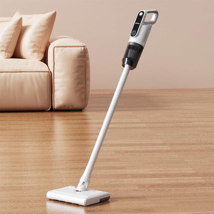 White spray-painted model Wireless Stick Vacuum Cleaner with 14000Pa Suction, HEPA Filter & 350ml Water Tank for Wet Dry Cleaning, Ideal for Home Use.