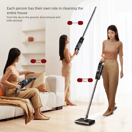 White spray-painted model Wireless Stick Vacuum Cleaner with 14000Pa Suction, HEPA Filter & 350ml Water Tank for Wet Dry Cleaning, Ideal for Home Use.