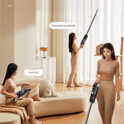 White spray-painted model Wireless Stick Vacuum Cleaner with 14000Pa Suction, HEPA Filter & 350ml Water Tank for Wet Dry Cleaning, Ideal for Home Use.