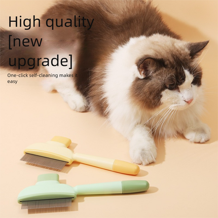 2-Pack Self-Cleaning Pet Grooming Comb with Stainless Steel Teeth, ABS Handle for Dogs and Cats – Easy Hair Removal & Flea Control.
