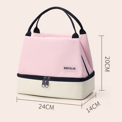 Blue Double-Layer Insulated Lunch Bag with Aluminum Foil Lining, Thermal Food Carrier for Hot & Cold Meals – Large Capacity, Reusable & Easy to Clean.