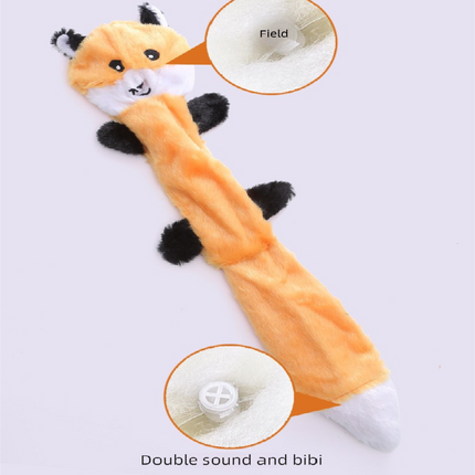 2-Pack Coffee Fox Identical Plush Pet Toys with Squeaker – Durable Fur-Textured Chew Toys for Dogs, Ideal for Teething, Play & Stress Relief.