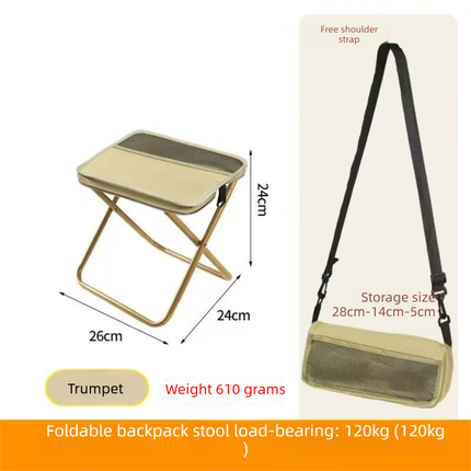 Khaki Portable Folding Backpack Stool with Carrying Case – Compact, Durable Outdoor Seat for Camping, Hiking, Fishing & Travel(small).