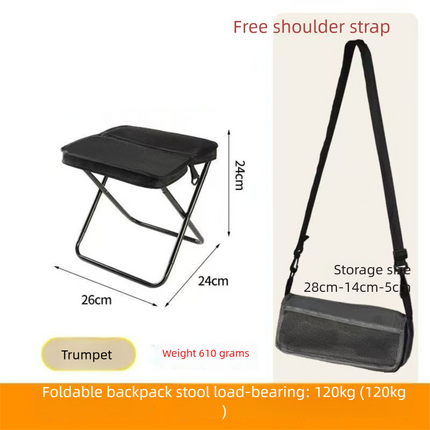 Black Portable Folding Backpack Stool with Carrying Case – Compact, Durable Outdoor Seat for Camping, Hiking, Fishing & Travel(small).