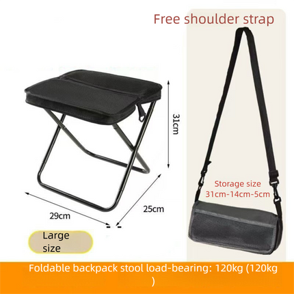 Black Portable Folding Backpack Stool with Carrying Case – Compact, Durable Outdoor Seat for Camping, Hiking, Fishing & Travel(large size).